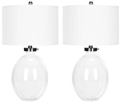 Neville Clear Glass Table Lamp Set in Glass