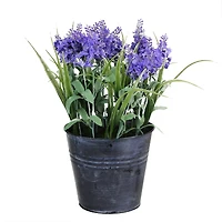 Lavender Arrangement in Distressed Blue Pot
