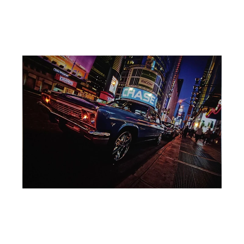 LED Lighted NYC Times Square with Classic Chevrolet Wall Art