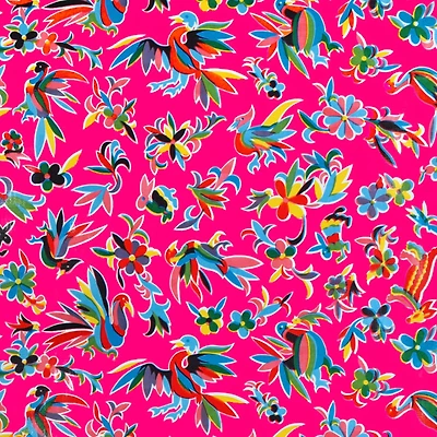 Fuchsia Aztec Oilcloth