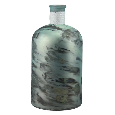 10" Seaside Treasures Marbled Glass Vase, Seafoam Green & Black