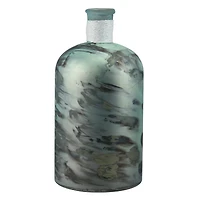 10" Seaside Treasures Marbled Glass Vase, Seafoam Green & Black