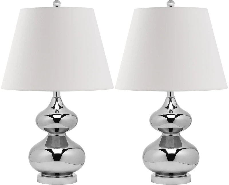 Eva Double Gourd Table Lamp Set in Silver