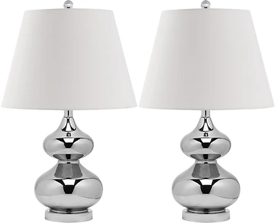 Eva Double Gourd Table Lamp Set in Silver