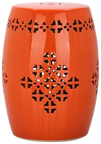 Quatrefoil Garden Stool in Orange