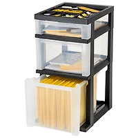 Iris® 3-Drawer Cart with Organizer Top, Black