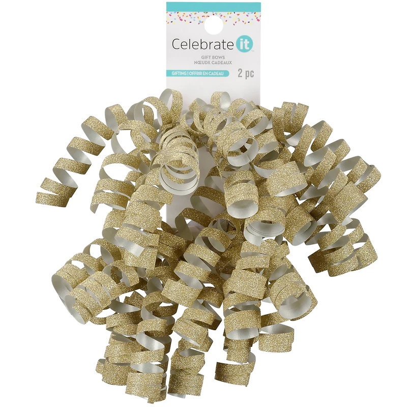 Gold Glitter Twisty Bows By Celebrate It™