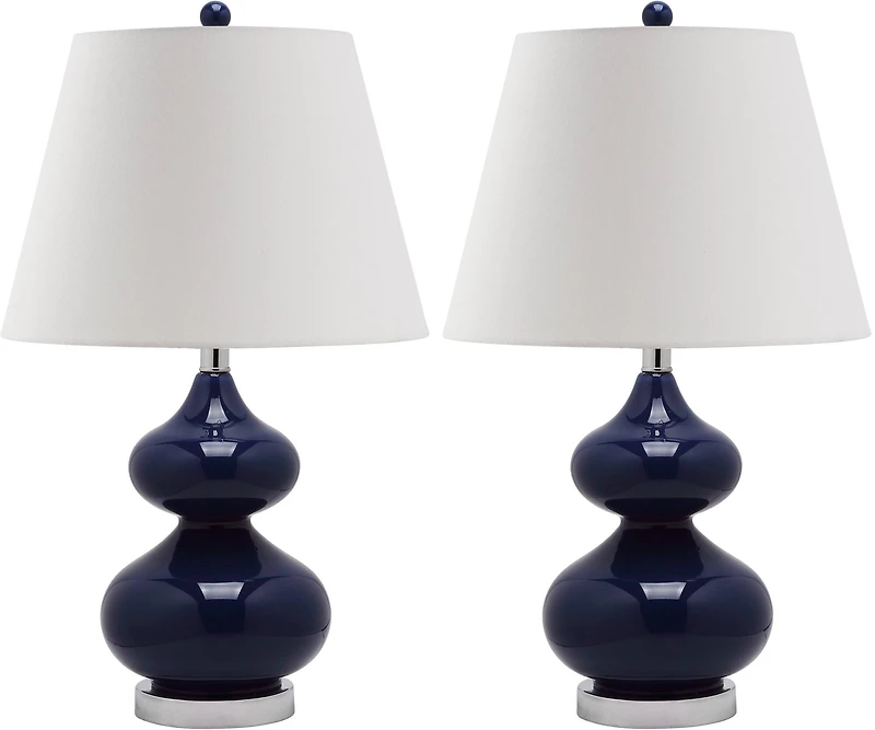 Eva Double Gourd Table Lamp Set in Navy