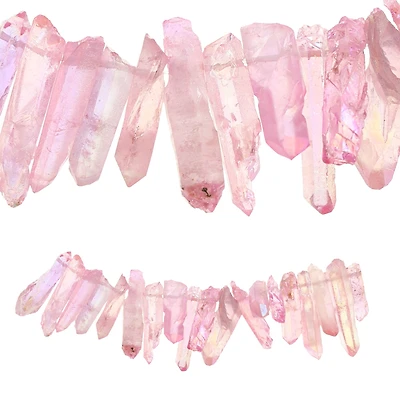 12 Pack: Light Pink Crystal Quartz Stick Beads by Bead Landing™
