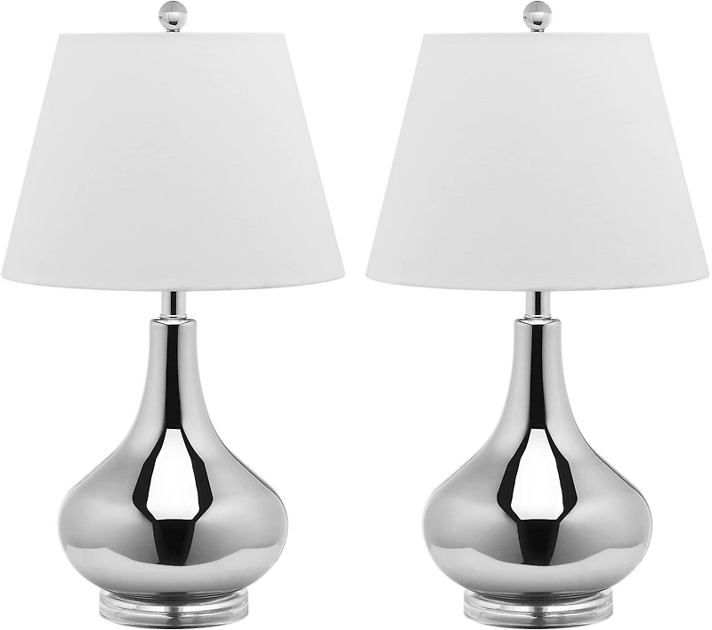 Amy Gourd Table Lamp Set in Silver