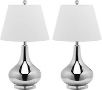 Amy Gourd Table Lamp Set in Silver