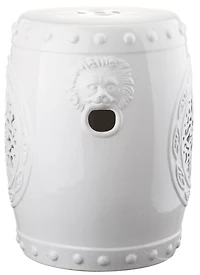 Flower Drum Garden Stool in Antique White