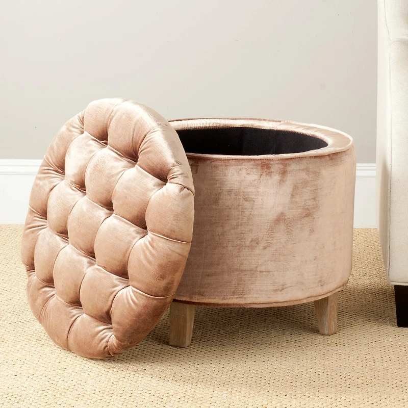 Amiela Tufted Ottoman in Champagne