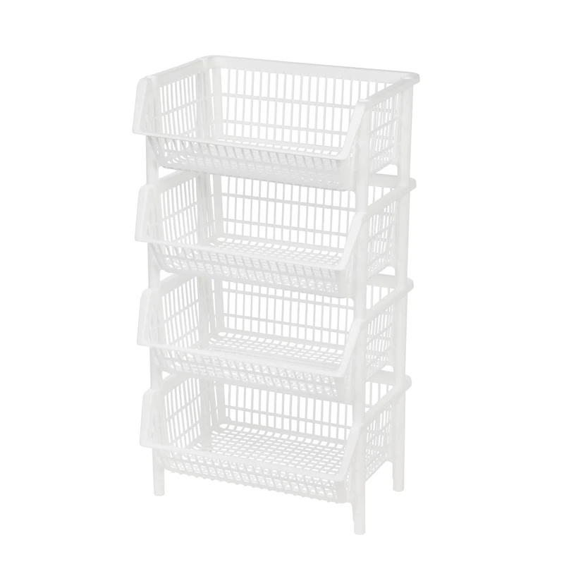 Iris® White Jumbo Stacking Basket, 4 Pack