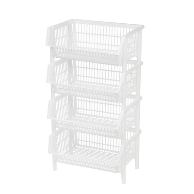 Iris® White Jumbo Stacking Basket, 4 Pack