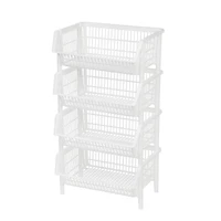 Iris® White Jumbo Stacking Basket, 4 Pack