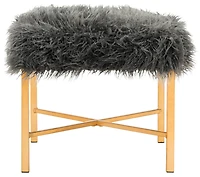 Horace Faux Lamb X- Square Bench in Grey