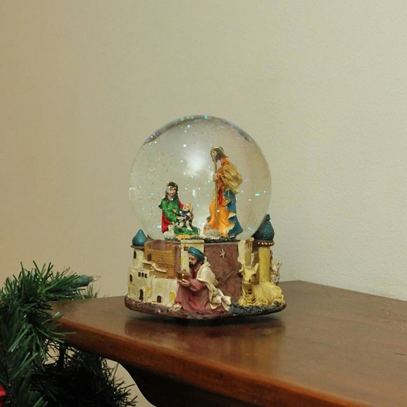 5.5" Nativity Scene Musical Snow Globe Glitterdome