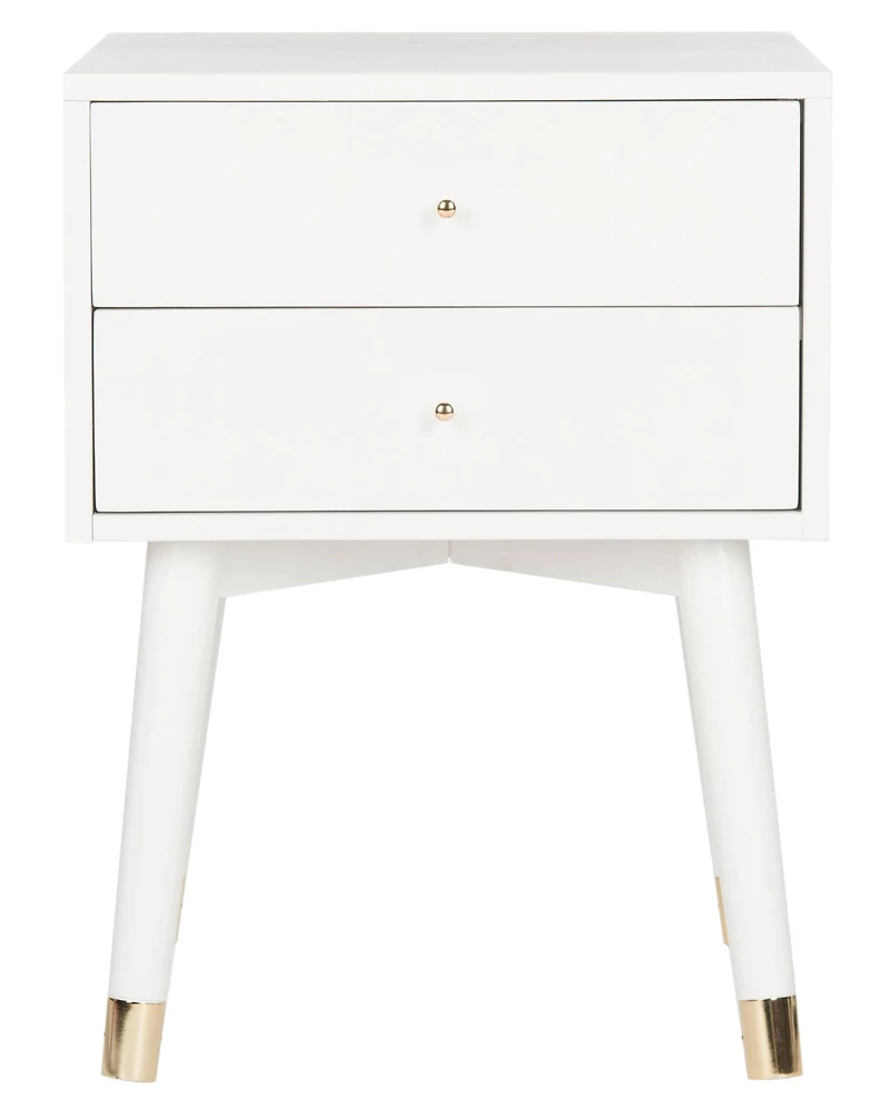 Lyla Retro Nightstand in White & Gold