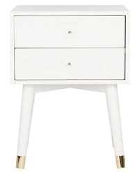 Lyla Retro Nightstand in White & Gold