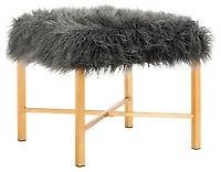 Horace Faux Lamb X- Square Bench in Grey