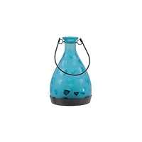 Frosted Hearts Glass Bottle Tea Light Candle Lantern