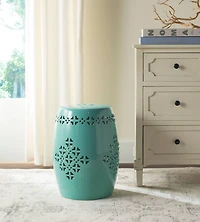 Quatrefoil Garden Stool in Light Blue