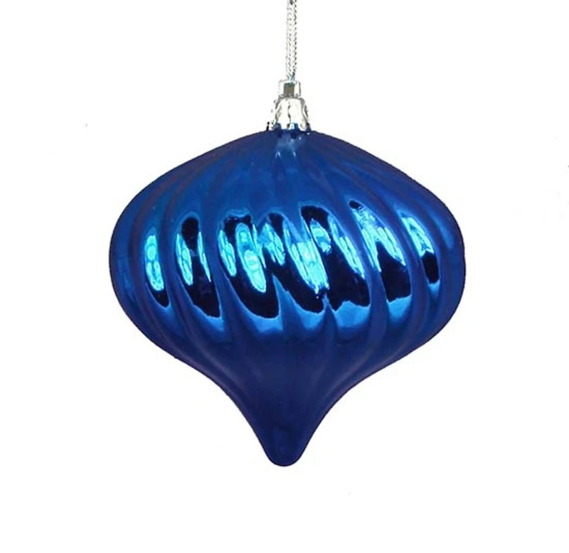 4ct Shiny Lavish Blue Swirl Shatterproof Onion  Ornaments