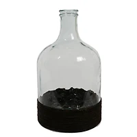 17.25" Beach Day Spanish Glass Vase with Black Raffia Band