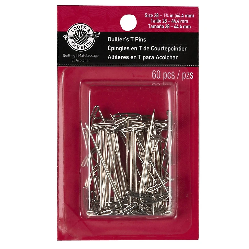 12 Packs: 60 ct. (720 total) 1.75" Quilter's T-Pins by Loops & Threads™