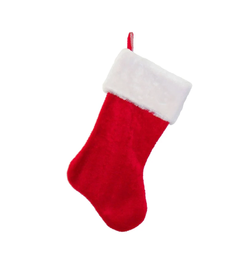 17.5" Traditional Red & White Plush Christmas Stocking