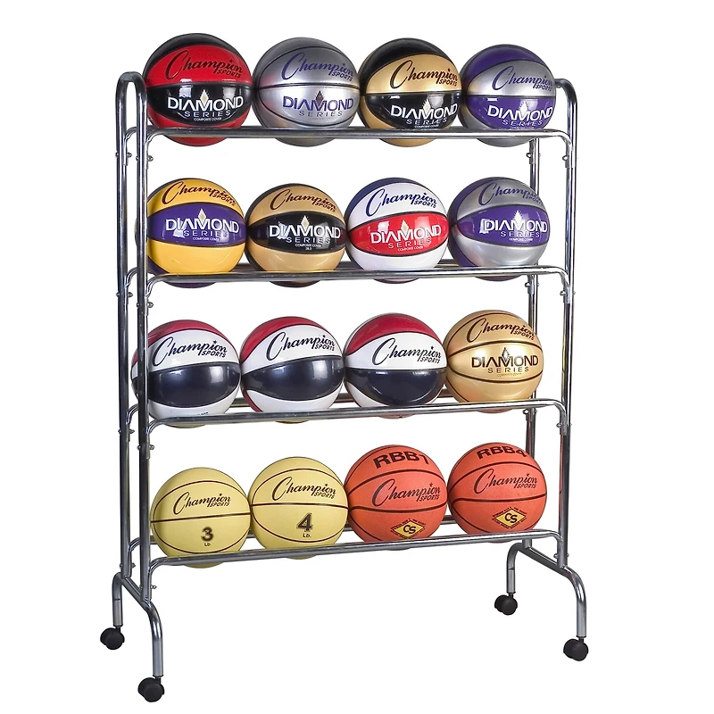 Champion Sports Silver 4 Tier Ball Cart