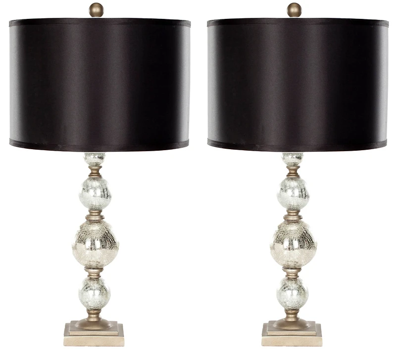 Nettie Mercury Glass Lamp Set in Ivory & Silver