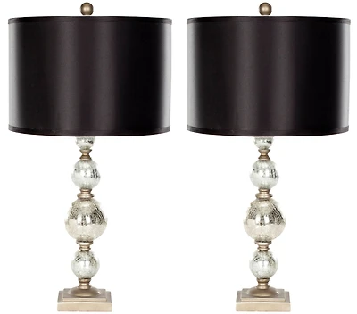 Nettie Mercury Glass Lamp Set in Ivory & Silver