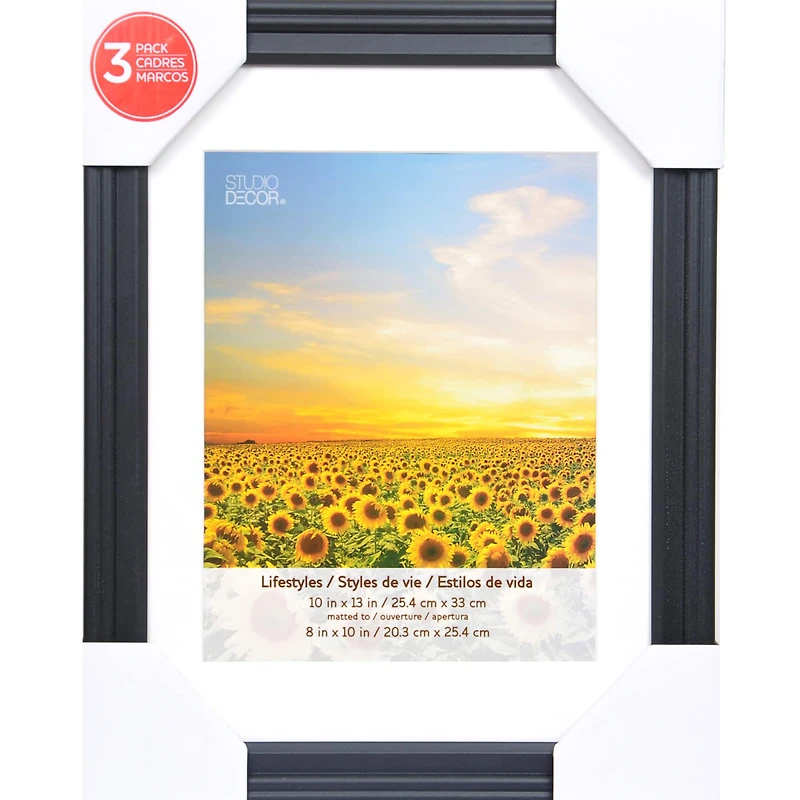 3 Pack Lifestyles 8" x 10" Black Frames with Mat by Studio Décor®