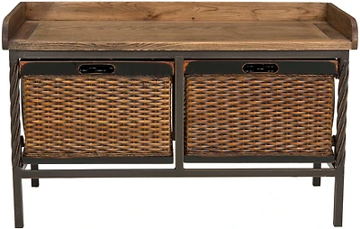 Noah Storage Bench in Pewter/Oak