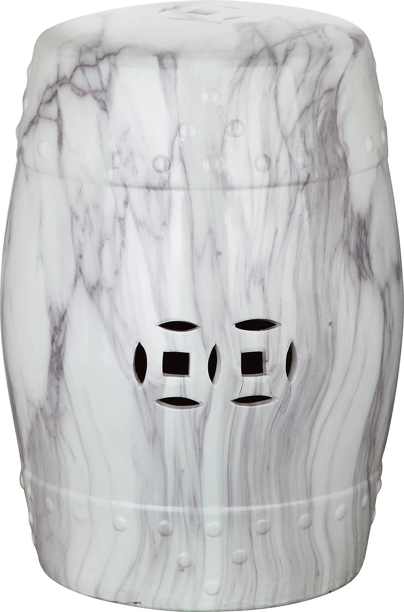 Jade Swirl Garden Stool in White