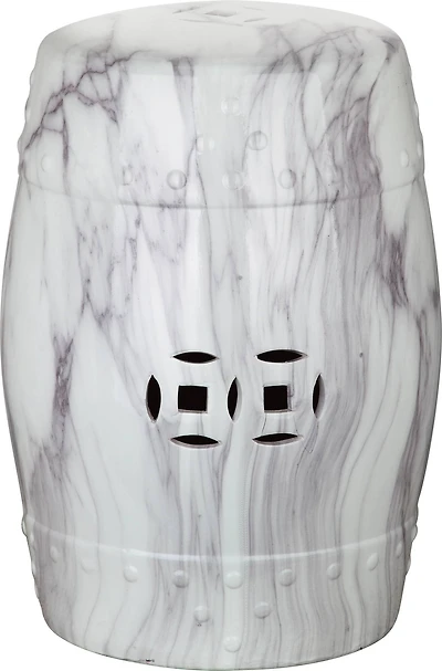 Jade Swirl Garden Stool in White