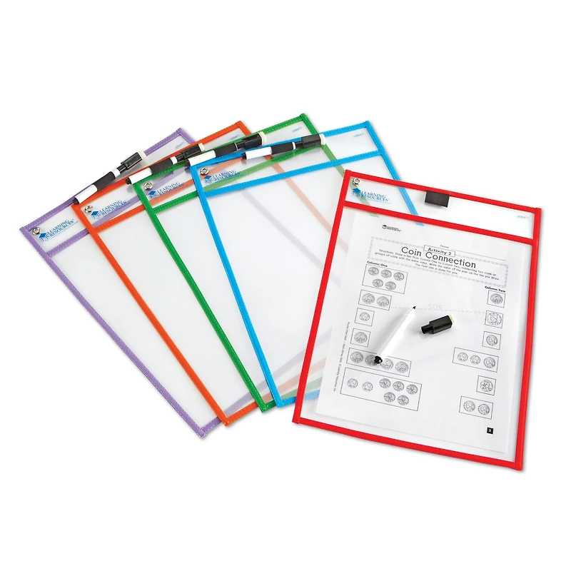 Write & Wipe Pockets, 2 Packs of 5