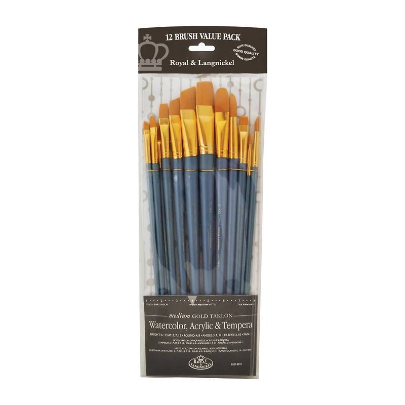 Royal & Langnickel® Zip N' Close Gold Taklon Filbert Brush Set