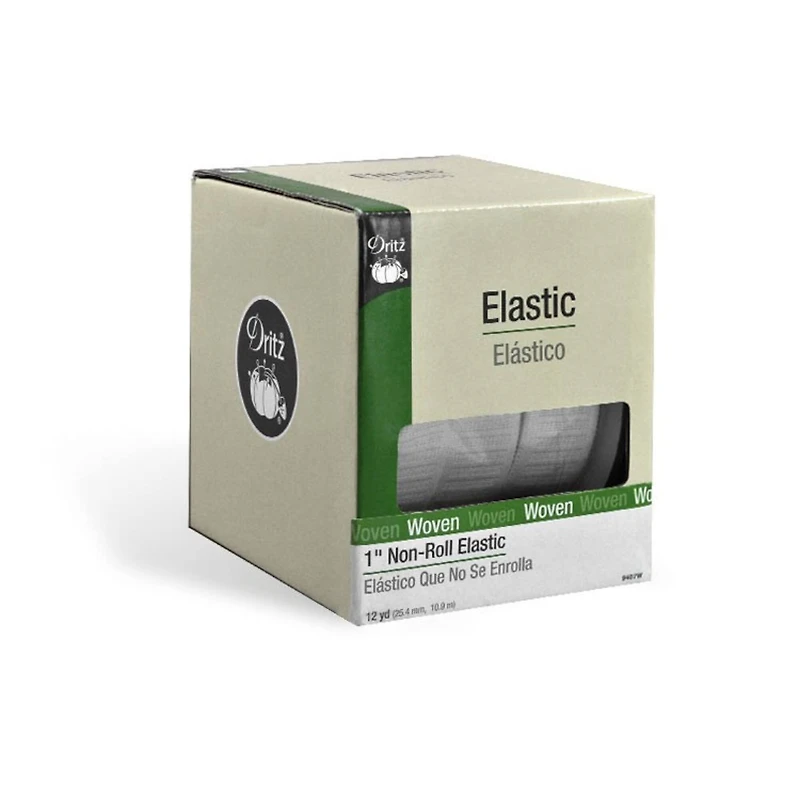 1" White Woven Non-Roll Elastic - 12 Yards