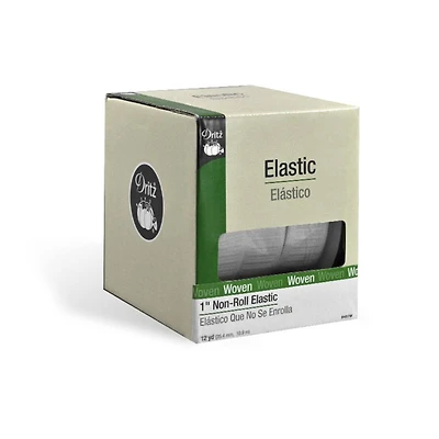 1" White Woven Non-Roll Elastic - 12 Yards