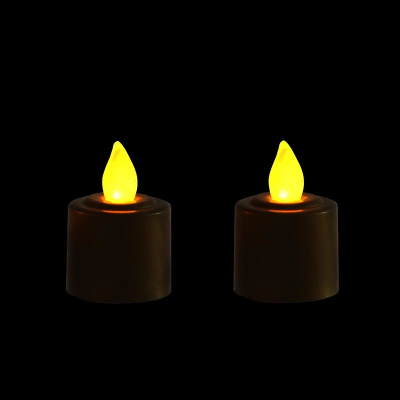 2.25" Gold & Amber LED Flickering Votive Candle Set
