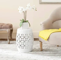 Circle Lattice Garden Stool in White