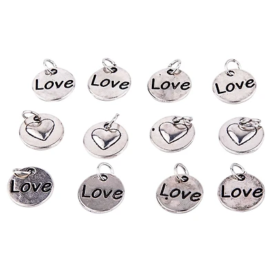Rhodium-Colored Reverse Heart Charm Set by Bead Landing™