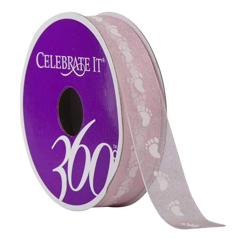 5/8" Sheer Baby Footprints Ribbon by Celebrate It® 360°™