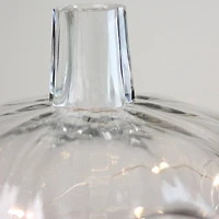 10.5" Transparent Glass Pumpkin Shaped Decorative Pillar Candle Holder