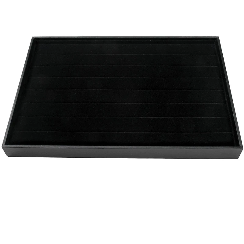 12 Pack: Black Velvet Ring Display Tray by Bead Landing™