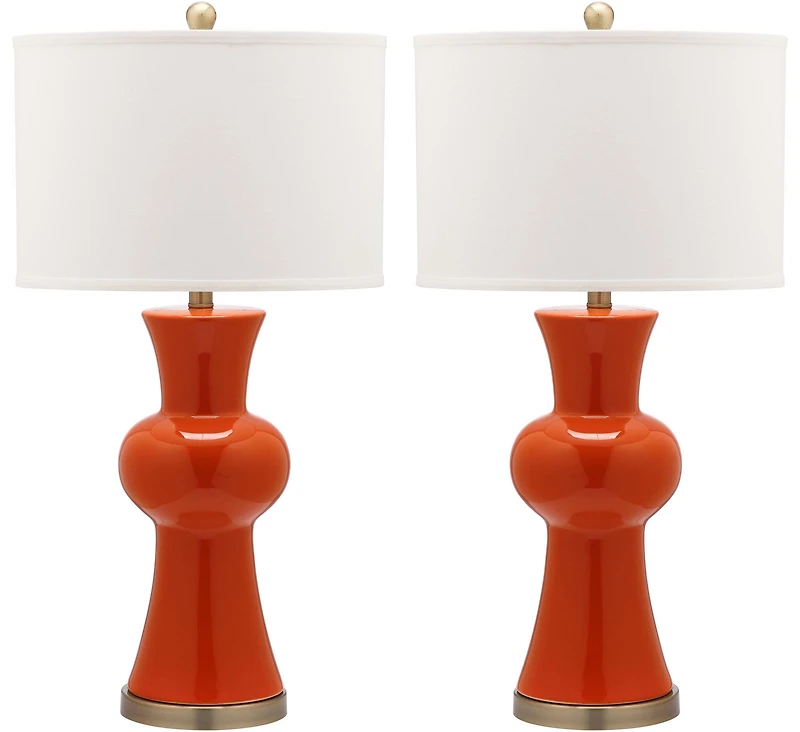 Lola Column Table Lamp Set in Orange