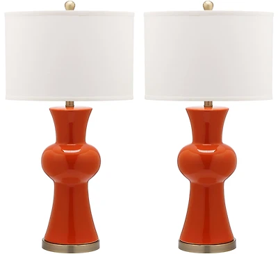 Lola Column Table Lamp Set in Orange